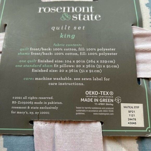 Rosemont & State Quilt Set King Size with 2 shams. NWT. %100 Cotton. - Picture 7 of 8